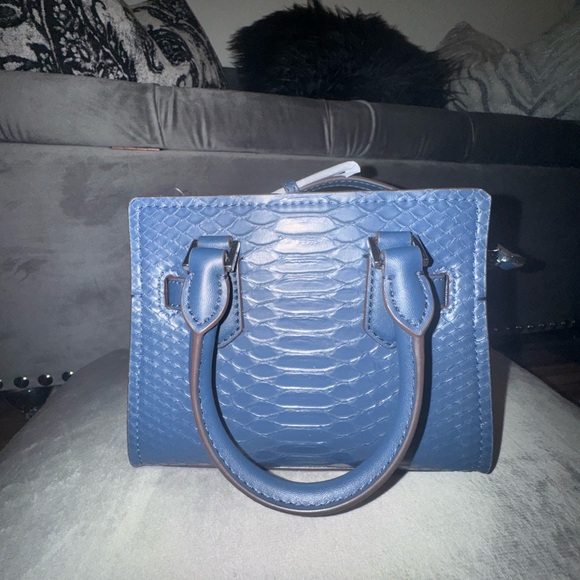 Michael Kors Hamilton XS Navy Snake Satchel Crossbody Bag Women's Purse - Picture 2 of 3